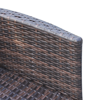 Outsunny 6 Seater Rattan Dining Set with Cushions, Rattan Garden Furniture Set with 6 Armchairs, Rectangular Glass Top Table, Outdoor Dining Table and Chairs, Brown 