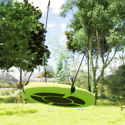 AIYAPLAY 100cm Diameter Nest Swing Seat for Kids with Height Adjustable Hanging Ropes for Outdoor, Playground, Garden, Green 