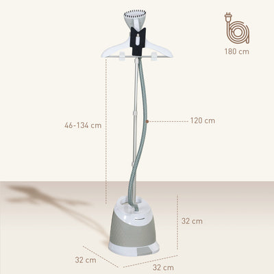 HOMCOM 1800W Standing Clothes Steamer, with Accessories - Grey 