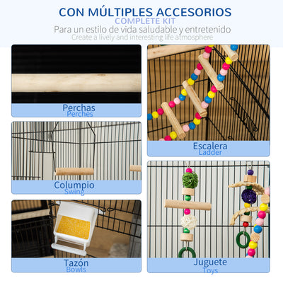 PawHut Bird Cage for Budgies, Finches, Canaries w/ Accessories, Toys, Tray 