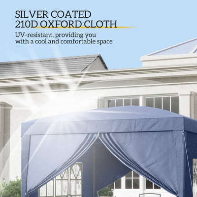 Outsunny 3 x 3(m) Pop Up Gazebo, Water and UV Resistant Party Tent Camping Canopy Marquee with Carry Bag, Blue 