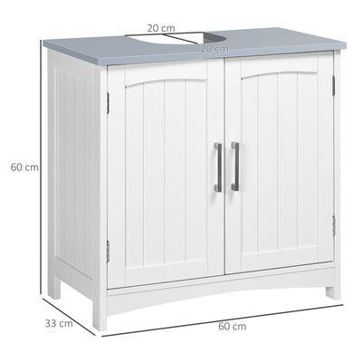 kleankin Pedestal Under Sink Cabinet with Double Doors, Modern Bathroom Vanity Unit, Storage Cupboard with Adjustable Shelves, White 