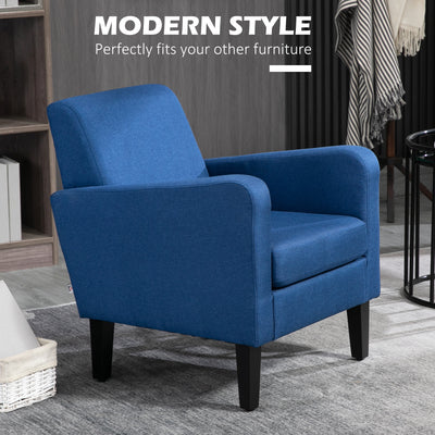 HOMCOM Linen-Look Boxy Armchair - Blue 