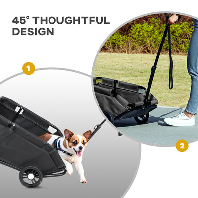 PawHut Pet Wagon Cart, Dog Stroller for Small Dogs and Cats with 4 Wheels, Safety Straps, Storage Bag, Mat 