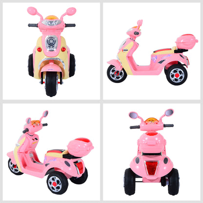 HOMCOM Kids Electric Ride On Toy Car 6V Electric Motorbike with Chargeable Battery Headlight and Music for 3-5 Years - Pink 