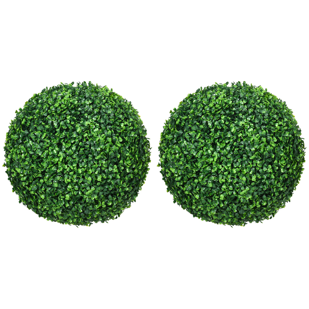HOMCOM Set of Two Artificial Boxwood Balls Plants - Green 