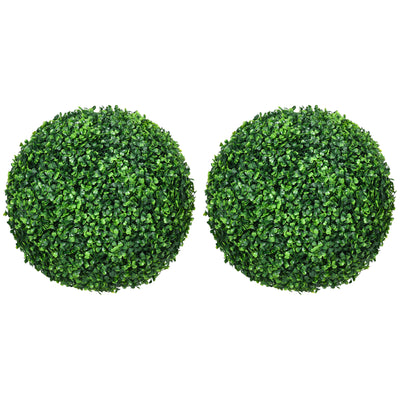 HOMCOM Set of Two Artificial Boxwood Balls Plants - Green 