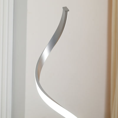 HOMCOM Dimmable Floor Lamp for Living Room, Modern Spiral Standing Lamp with 3 Adjustable Brightness and Square Base, Silver 