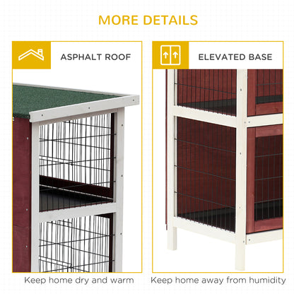 PawHut Rabbit Hutch Outdoor 2-Tier Guinea Pig Cage Bunny House Cage with No-Leak Trays for Indoor and Outdoor 136 x 50 x 93cm 
