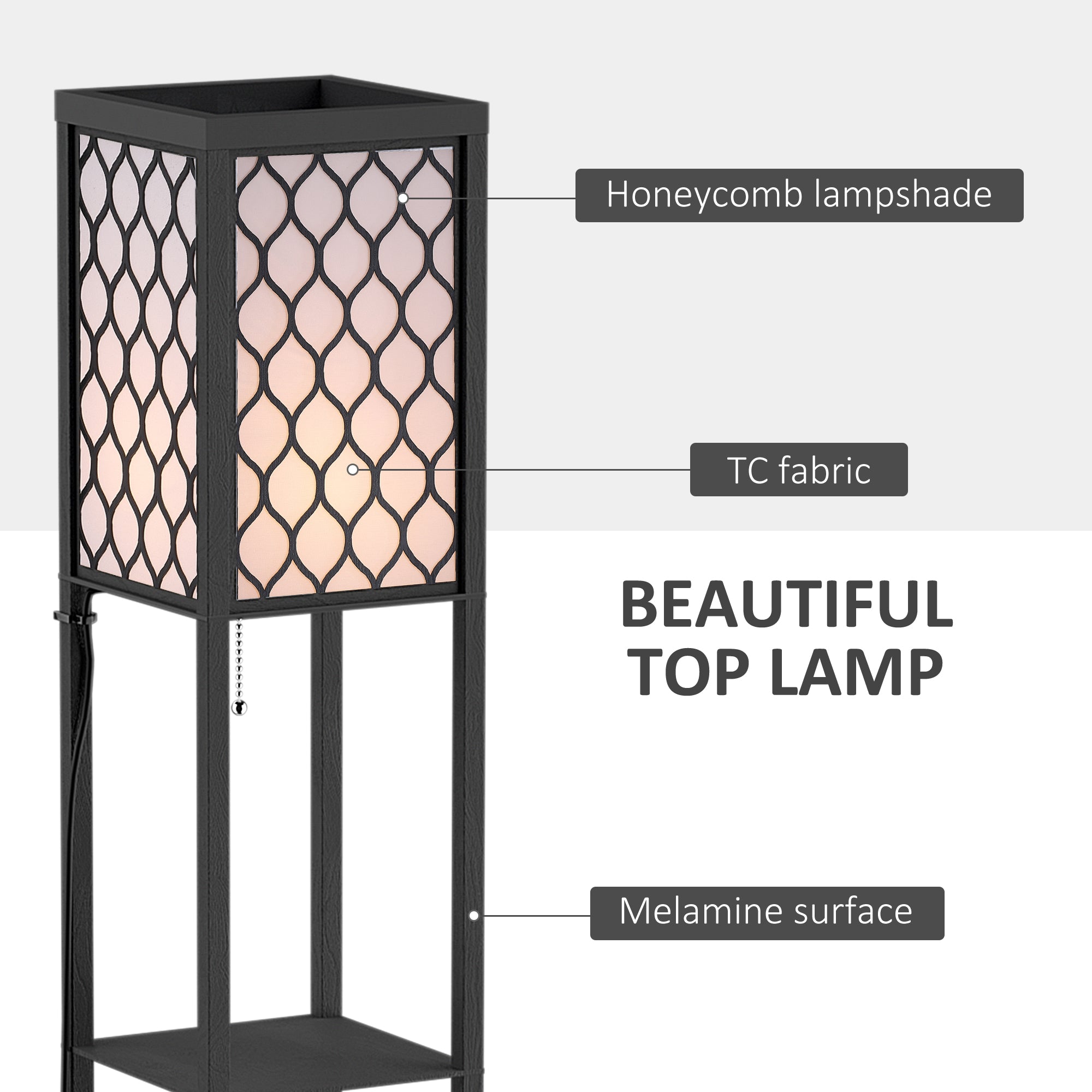HOMCOM Three-Shelf Standing Lamps Set of 2 - Black 