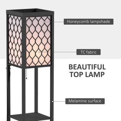 HOMCOM Three-Shelf Standing Lamps Set of 2 - Black 