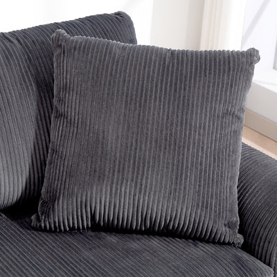 HOMCOM Modern 3 Seater Sofa with Spring Cushion, 212 cm Fabric Jumbo Cord Sofa Couch with 2 Scatter Cushions, Upholstered Corduroy Settee for Living Room, Bedroom, Home Office, Grey 