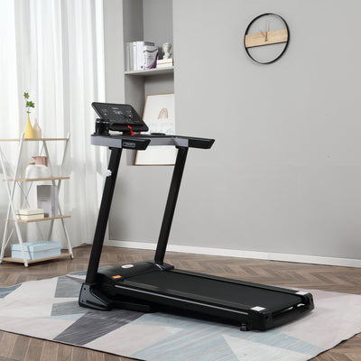 HOMCOM Folding Treadmill for Home Motorised Running Machine w/ LCD Display Black 