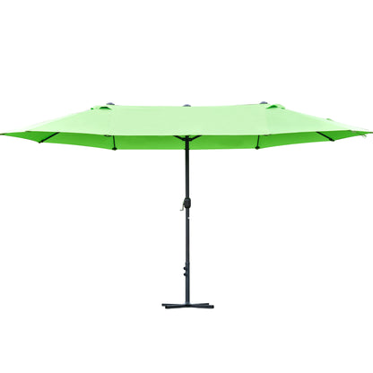 Outsunny 4.6M Sun Umbrella Canopy Double-sided Crank Sun Shade w/ Cross Base Green 