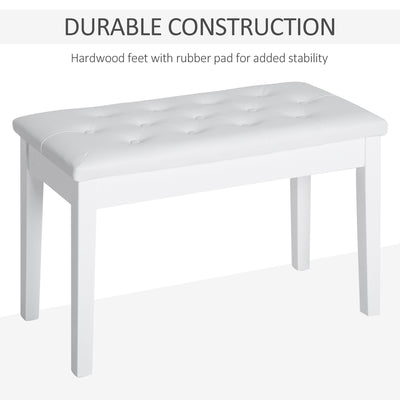 HOMCOM PU Leather Upholstered Piano Stool Makeup Stool Bench Dressing Table Seat with Storage 76x36x50cm, White 
