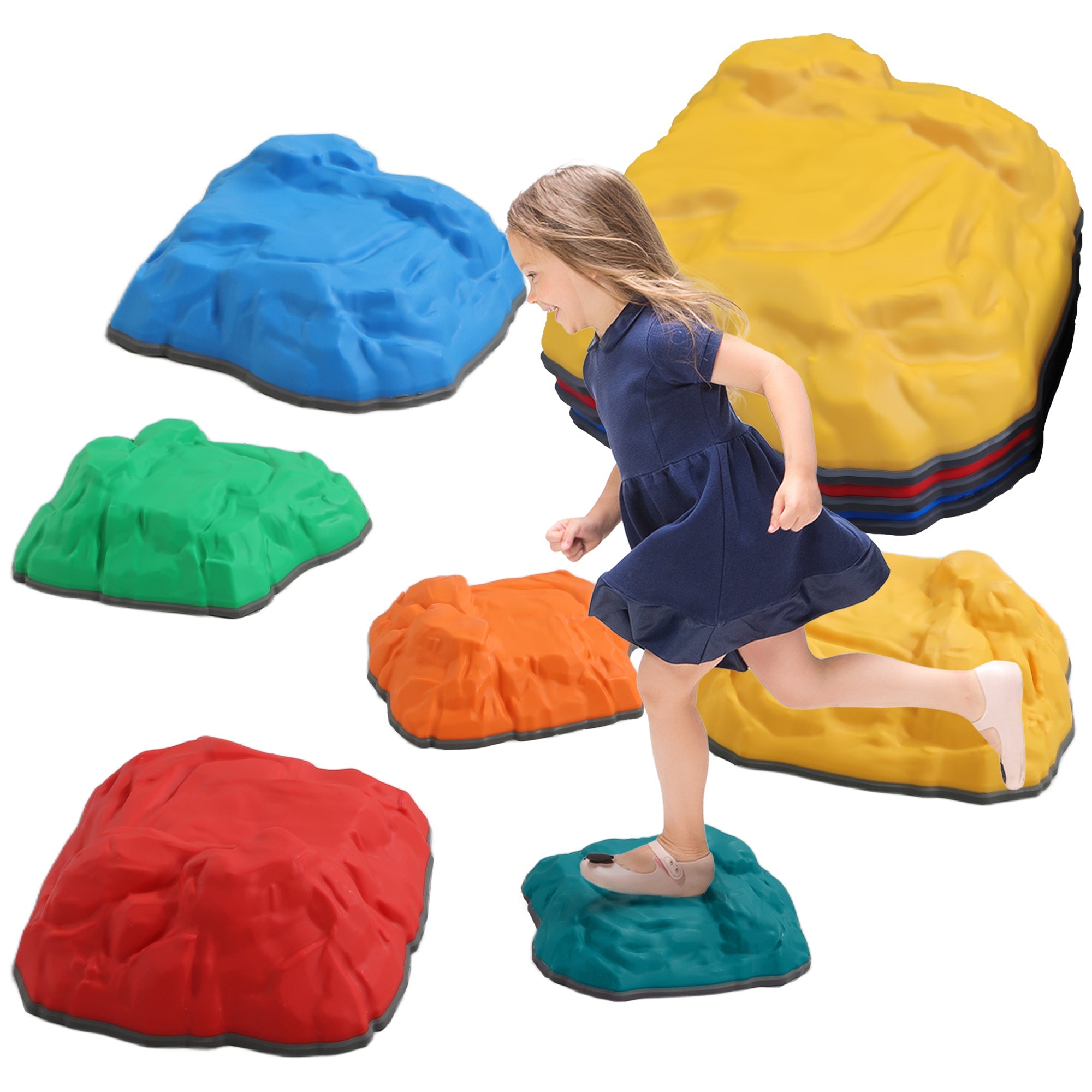 AIYAPLAY Balance Stepping Stones for Kids with Non-slip Bottom, Indoor Outdoor Obstacle Course for Ages 3-8 Years, Multicoloured 