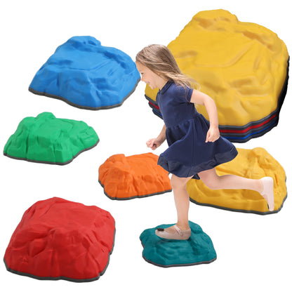 AIYAPLAY Balance Stepping Stones for Kids with Non-slip Bottom, Indoor Outdoor Obstacle Course for Ages 3-8 Years, Multicoloured 