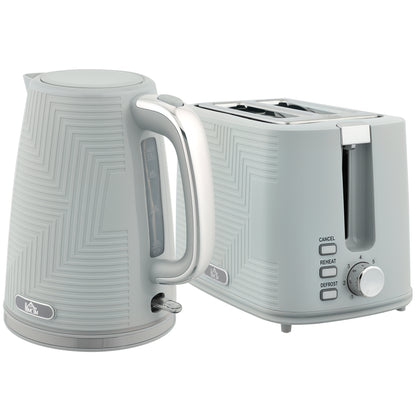 HOMCOM Modern Kettle and Toaster Set - Grey