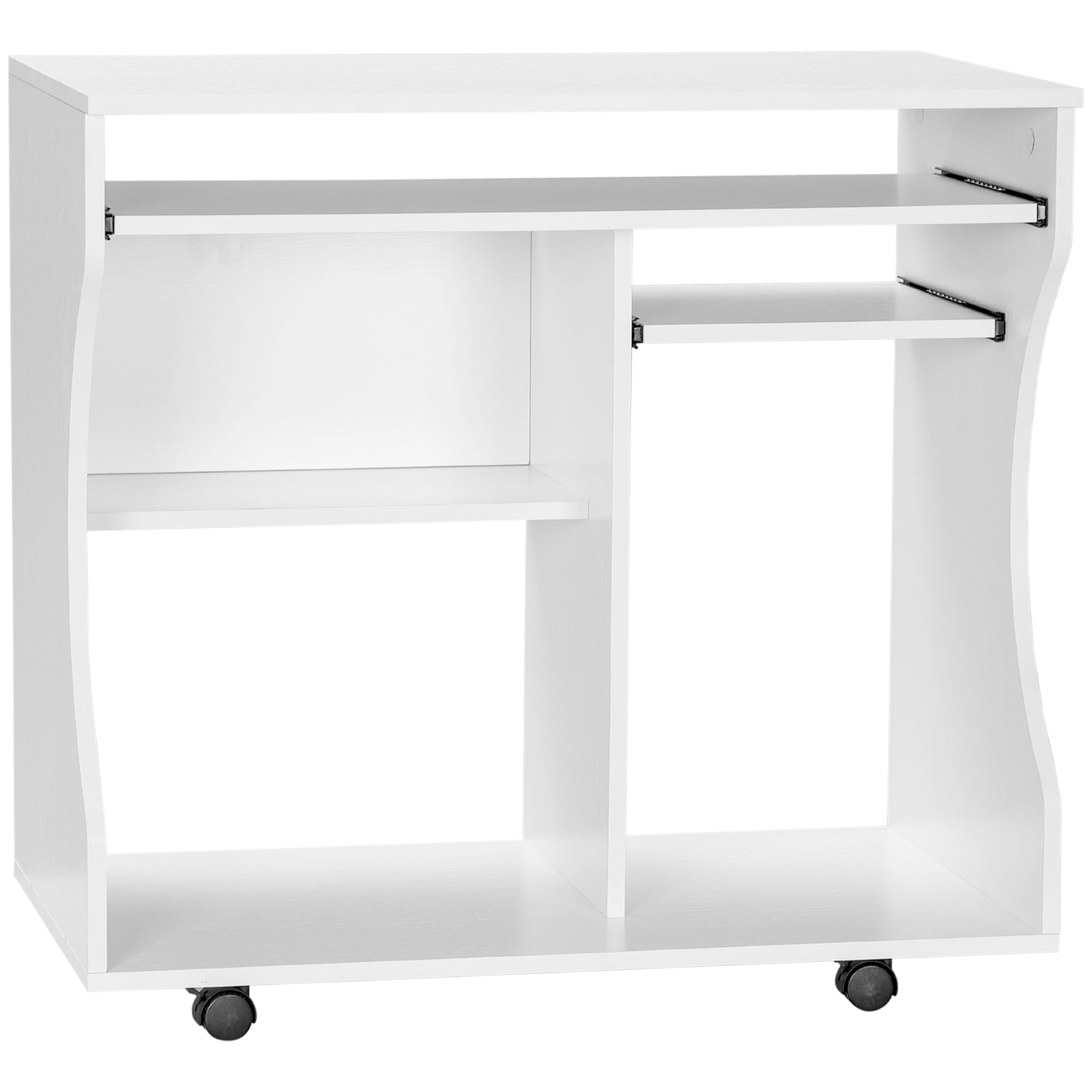 HOMCOM Multi-Storage Compact Work Desk, with Wheels - White 
