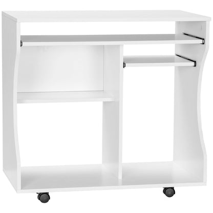 HOMCOM Multi-Storage Compact Work Desk, with Wheels - White 