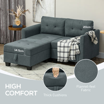 HOMCOM 'L' Shape Modular Storage Sofa - Dark Grey 