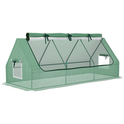 Outsunny Portable Small Polytunnel, Mini Greenhouse with Mesh Windows for Indoor and Outdoor, 240x90x90cm, Green 