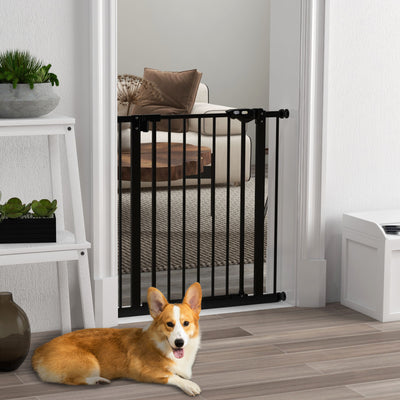 PawHut Metal 74-80cm Wide Adjustable Dog Gate Black 