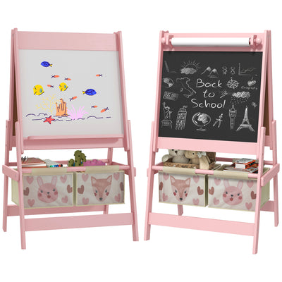 AIYAPLAY Three-In-One Kids Easel with Paper Roll, Art Easel, with Storage - Pink 