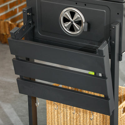 Outsunny Adjustable Charcoal Pan BBQ, with Thermometer and Warming Rack 