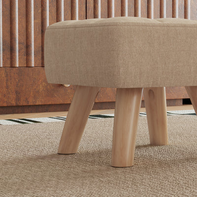 HOMCOM Linen-Look Square Padded Footstool - Brown 