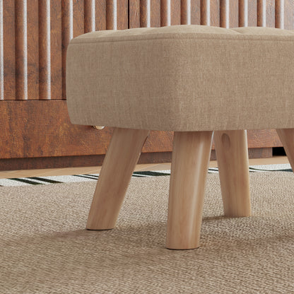 HOMCOM Linen-Look Square Padded Footstool - Brown 