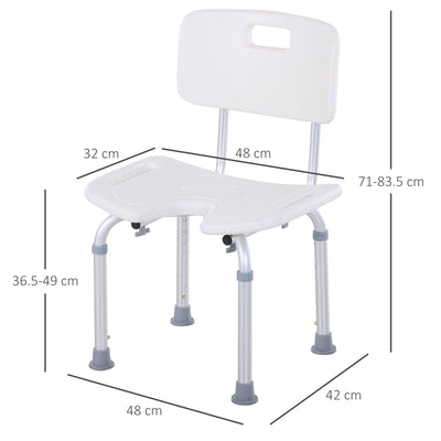 HOMCOM 8-Level Height Adjustable Bath Stool Spa Shower Chair Aluminum w/ Non-Slip Feet, Handle for the Pregnant, Old, Injured 