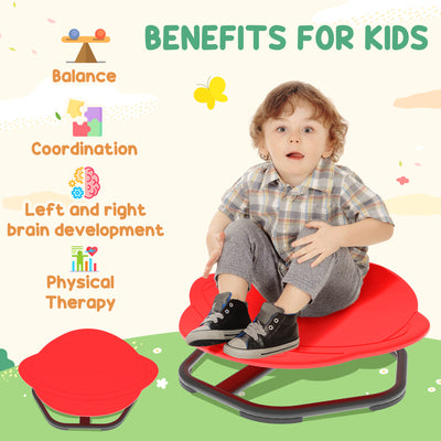 AIYAPLAY Planet-Shaped-kids Swivel Chair, Sensory Spinning Chair for Balance, Coordination Training, Red 
