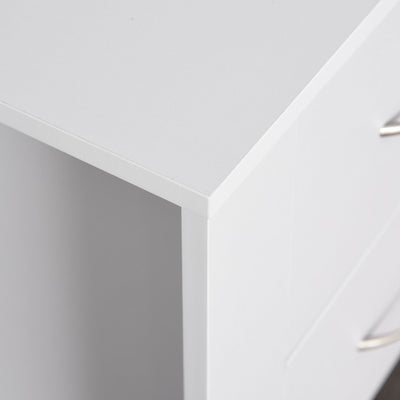 HOMCOM Bedside Table with 2 Drawers, Nightstand with Handles and Elevated Base, Side Table for Bedroom, Living Room, White 