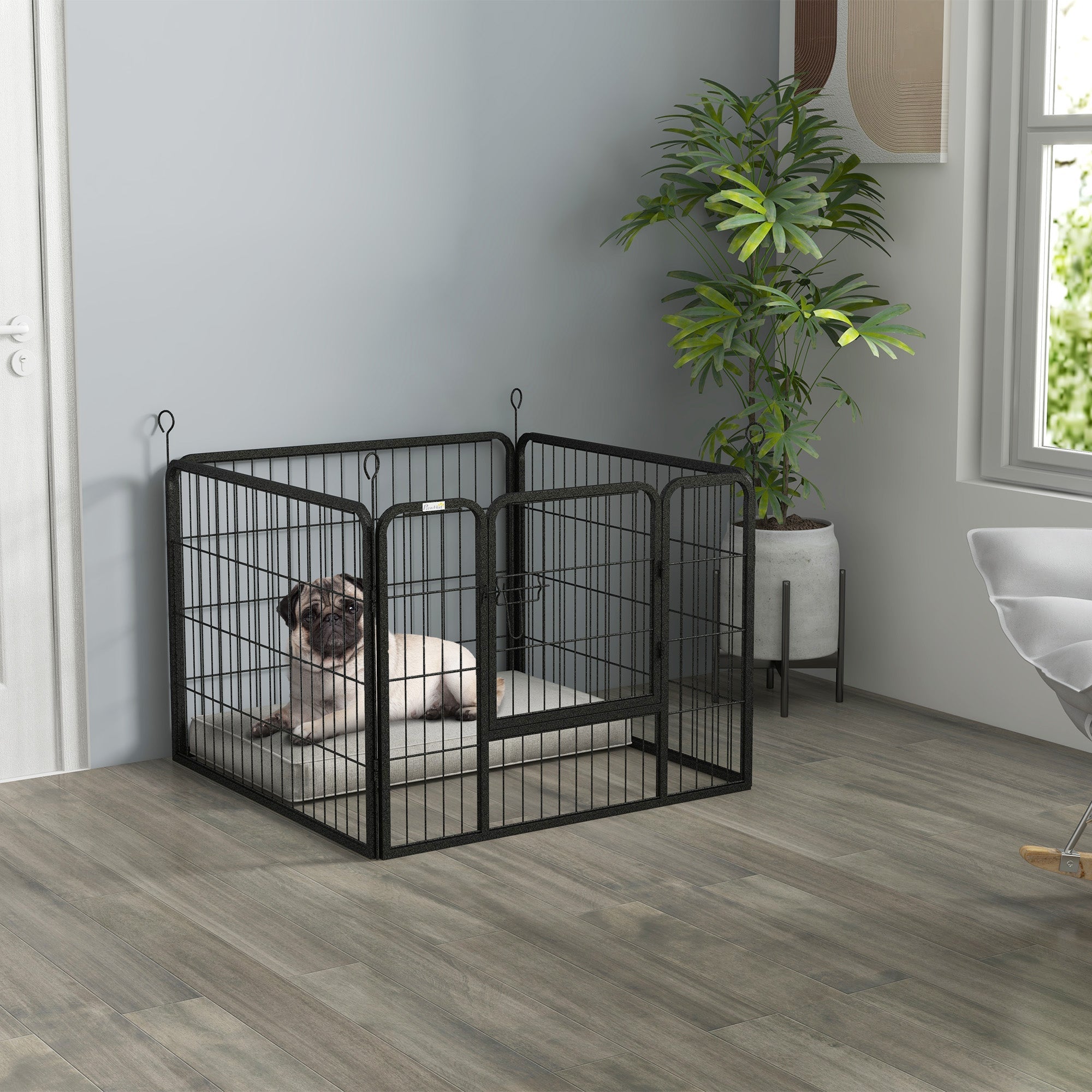 PawHut Heavy Duty Dog Playpen, 4 Panel Puppy Pen, Foldable Dog Kennel Both Indoor Outdoor Use Collapsible Design 82L x 82W x 60H (cm) 