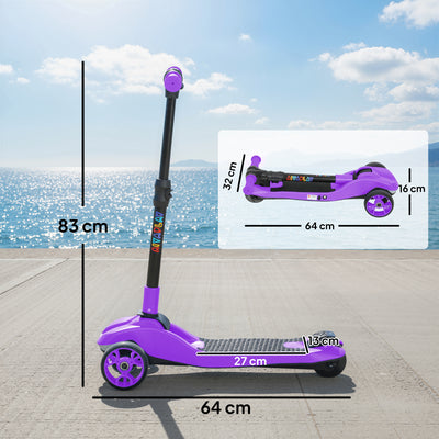 AIYAPLAY Three-Wheel Foldable Electric Scooter for Kids Aged 6-10 Years, Purple 
