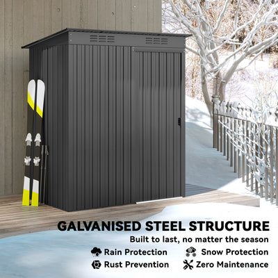 Outsunny 5 x 3.5ft Metal Garden Storage Shed with Effortless Assembly and 2 Pairs of Gloves, Waterproof Outdoor Shed, Dark Grey 