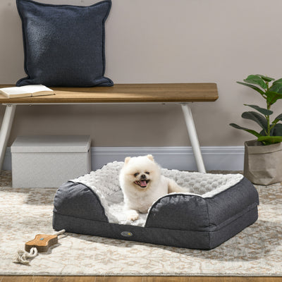 PawHut Calming Dog Bed Pet Mattress w/ Removable Cover, Anti-Slip Bottom, for Small Dogs, 70L x 50W x 18Hcm - Charcoal Grey 