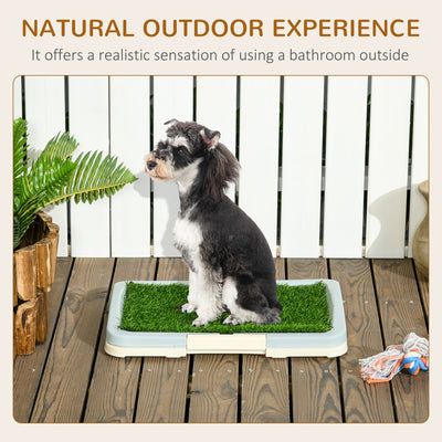 PawHut Puppy Training Pad, Indoor Portable Puppy Pad, with Artificial Grass, Grid, Panel, Tray, 46.5 x 34cm 