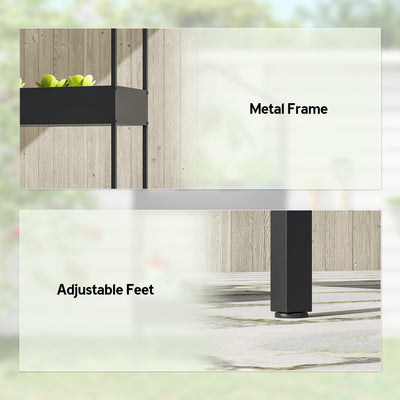 Outsunny 2 Tier Plant Stand, Outdoor Indoor Metal Plant Stand with Hook, House-Shaped Pots Holder Display Rack, Black 