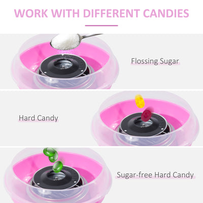 HOMCOM Candy Floss Machine Electric Cotton Candy Maker Gadgetry 450W (Pink) 