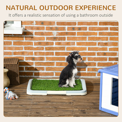 PawHut Puppy Training Pad, Indoor Portable Puppy Pad, with Artificial Grass, Grid, Panel, Tray, 63 x 48.5cm 