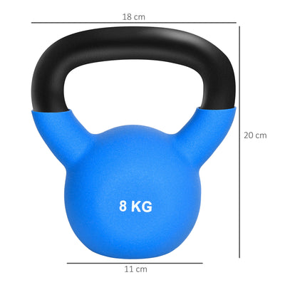 HOMCOM Soft Kettlebell, 8kg Kettle Bell with Non-Slip Handle for Home Gym Weight Lifting and Strength Training, Blue 
