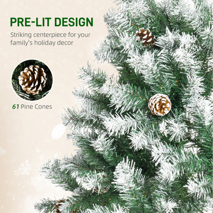 HOMCOM 6FT Artificial Christmas Tree with Pine Cones, Holiday Home Xmas Decoration Automatic Open, Green 