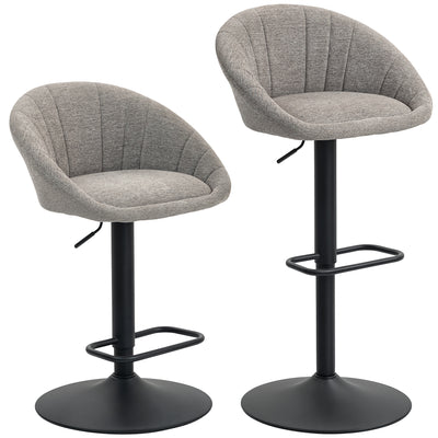 HOMCOM Set of Two Relaxed Tub Bar Stools - Grey 