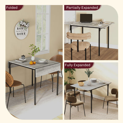 HOMCOM Four-Person Drop Leaf Dining Table - Grey 