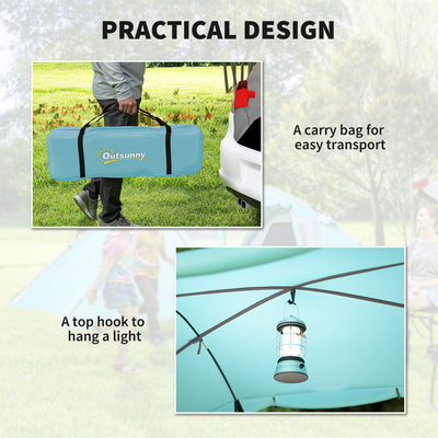 Outsunny 4-6 Man Family Camping Tent w/ 2 Bedrooms and a Living Room, Waterproof Tunnel Tent w/ Sewn In Groundsheet, Doors, Windows, Carry Bag, Blue 