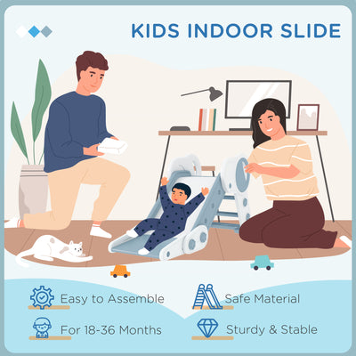 AIYAPLAY Foldable Kids Slide, Freestanding Baby Slide, for Ages 1.5-3 Years, Grey & Beige 