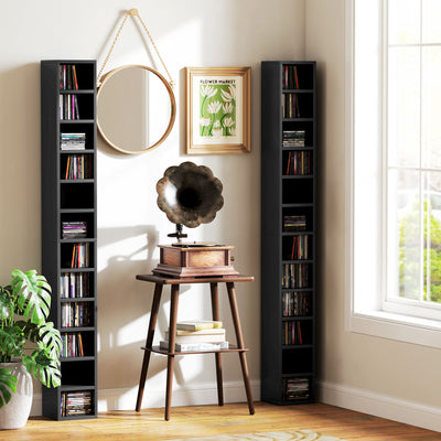 HOMCOM 204 CD Tall Narrow Media Storage Tower - Black 