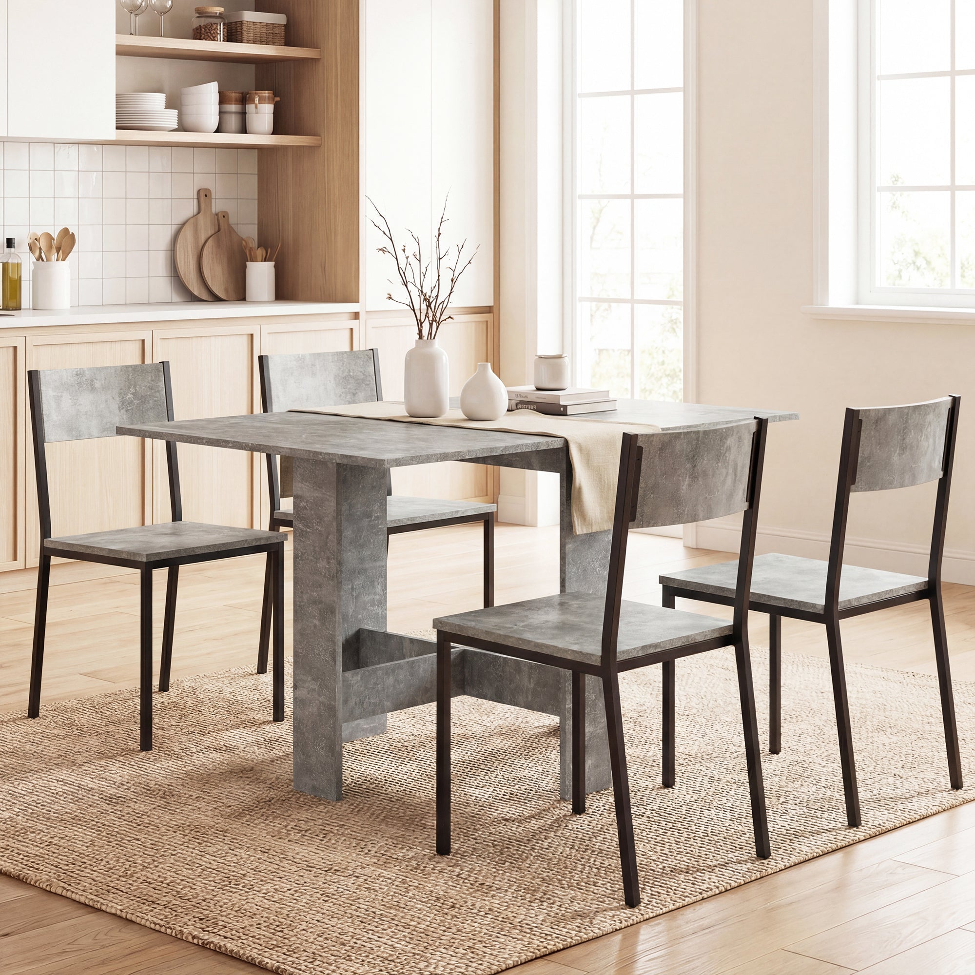 HOMCOM Folding Dining Table, Space-Saving Drop Leaf Kitchen Table for 4-6 People Grey 